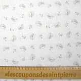 Piqué de coton imprimé hérisson et pois taupe fond blanc