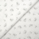 Piqué de coton imprimé hérisson et pois taupe fond blanc