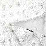 Piqué de coton imprimé hérisson et pois taupe fond blanc