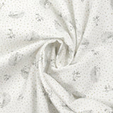Piqué de coton imprimé hérisson et pois taupe fond blanc