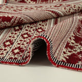 Jacquard de polycoton frise aztèque rouge et écru