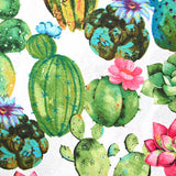 Polycotton Printed Cactus White background