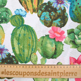 Polycotton Printed Cactus White background