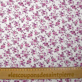 Piqué de coton imprimé les fleurs de Louna violet fond blanc