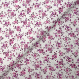 Piqué de coton imprimé les fleurs de Louna violet fond blanc