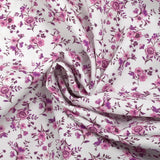 Piqué de coton imprimé les fleurs de Louna violet fond blanc