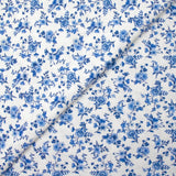 Piqué de coton imprimé les fleurs de Louna bleu fond blanc