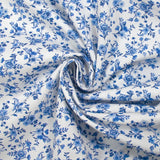 Piqué de coton imprimé les fleurs de Louna bleu fond blanc