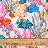 Polycotton Printed Fish aquarium white background