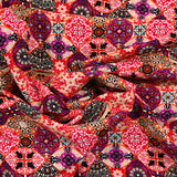Violet and red printed viscose print and red