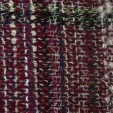 Tweed de laine mélangée Capucine ligne verte et noire fond lie de vin