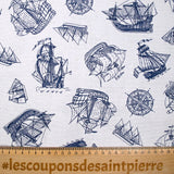 Polycotton Printed ship white background