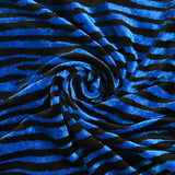 Black and electric blue zebra velvet jersey