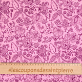 Printed viscose outline of flowers pink background