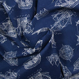 Polycotton Printed ship navy background