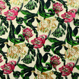 Jersey de velours botanique fuchsia et doré fond dévoré