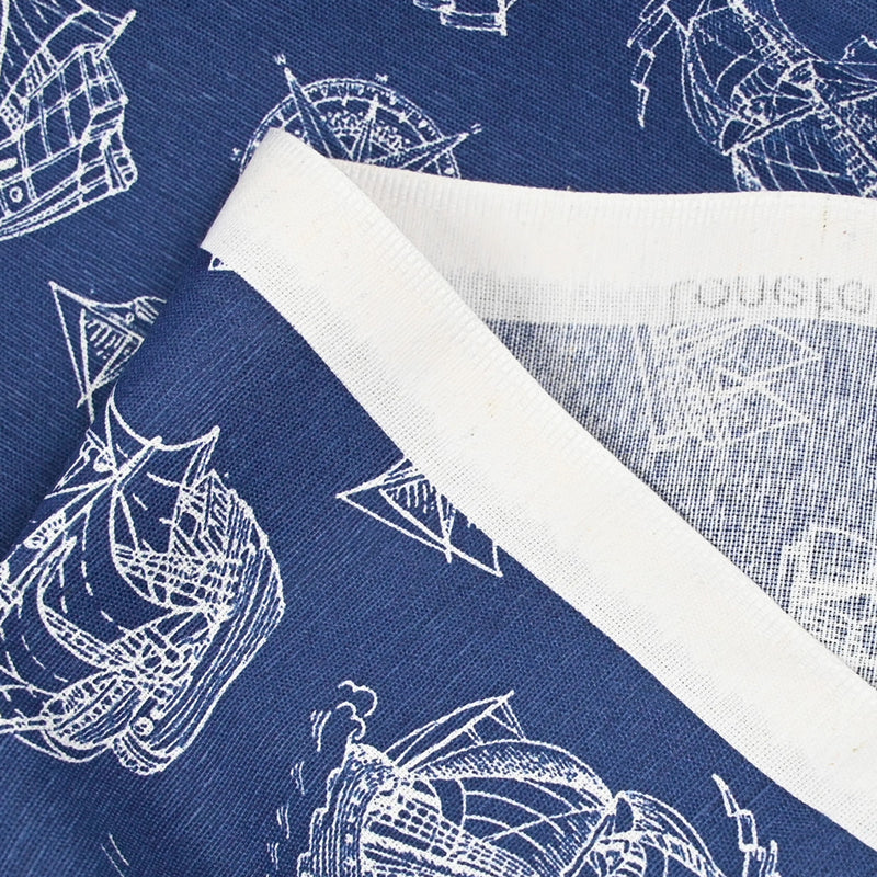 Polycotton Printed ship navy background
