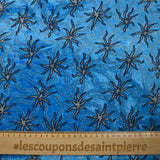 Jersey de velours lurex étoile des mers fond bleu