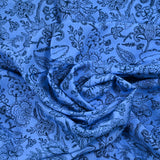 Printed Viscose Flower outline blue background