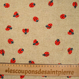 Polycoton imprimé coccinelle fond ficelle