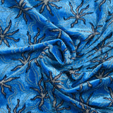 Jersey de velours lurex étoile des mers fond bleu