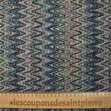 Tweed de coton et soie chevrons bleu pétrole et gris