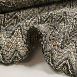 Tweed de coton et soie chevrons gris clair et écru