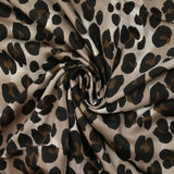 Satin de viscose imprimé léopard fond taupe et grège