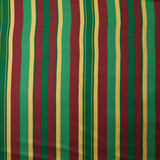 Estampado de sarga de viscosa a rayas burdeos, verde prado y dorado