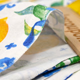 Polycotton printed lemon and flowers white background