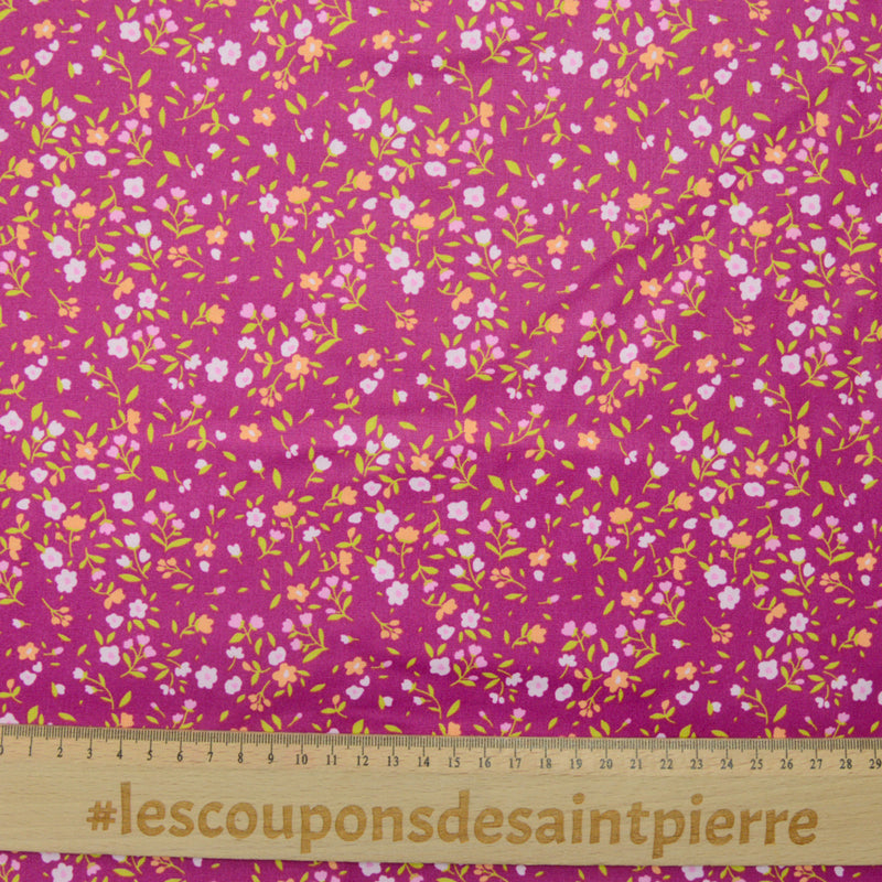 Coton imprimé Saragosse fond fuchsia