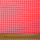 Seersucker vichy rosa neón y blanco