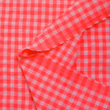 Seersucker vichy rosa neón y blanco