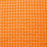 Neon orange and ecru gingham seersucker