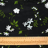 Crêpe de chine brodé Nina fond noir au mètre