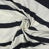 Jersey de coton fin rayé bleu nuit et blanc cassé