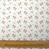 Jersey de coton matelassé imprimé fleurettes fond blanc