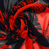 Mousseline imprimée moderne art coquelicot fond marine