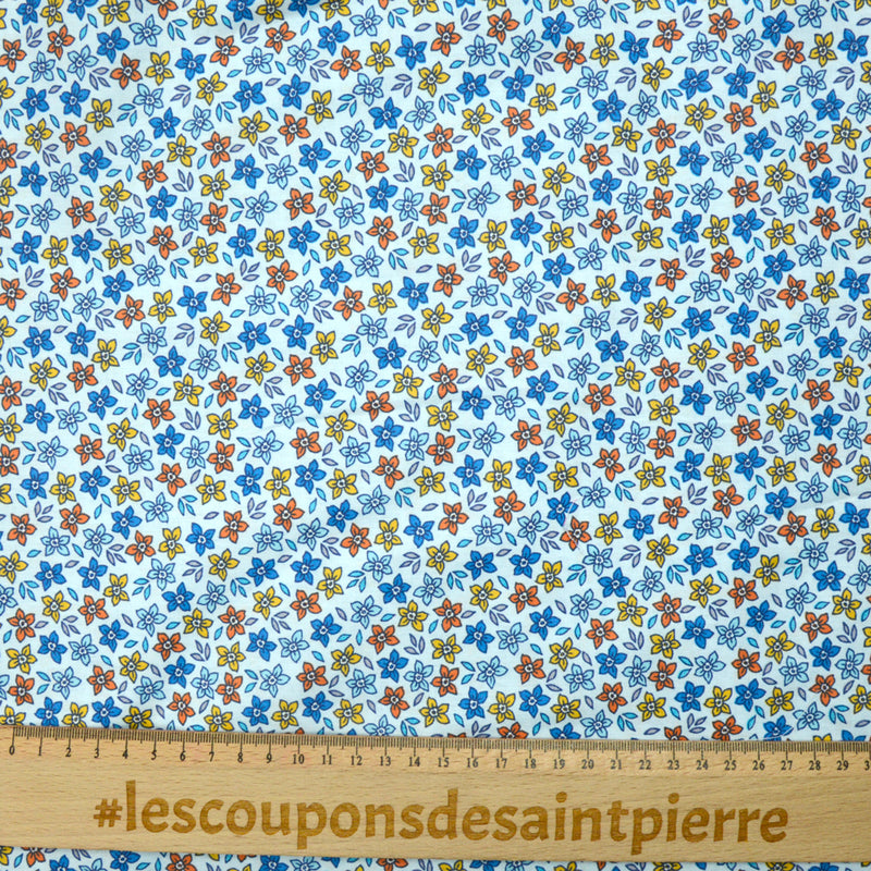 Valladolid blue and orange printed cotton