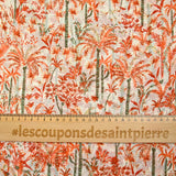 Muselina estampado palmeras camel fondo blanco