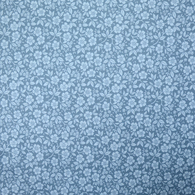 Coton imprimé Palma de Majorque fond gris bleuté