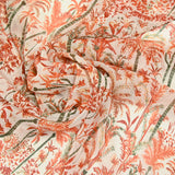 Muselina estampado palmeras camel fondo blanco