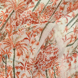 Muselina estampado palmeras camel fondo blanco