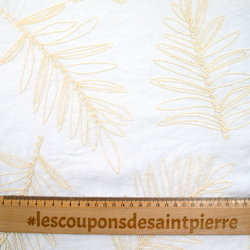 Crêpe Viscose Borded Jungle Fondo blanco
