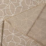 Crêpe floqué Mathilda fleurs blanche fond beige