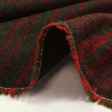 Laine mélangée fine rayée kaki et rouge