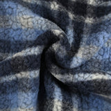 100% Laine sherpa à carreaux Jeanne fond bleu ciel