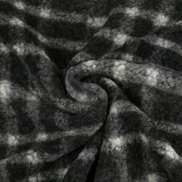 100% Laine sherpa à carreaux Jeanne fond anthracite