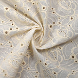 Broderie anglaise Greta écru fond blanc