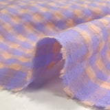 Seersucker vichy beige morado y melocotón